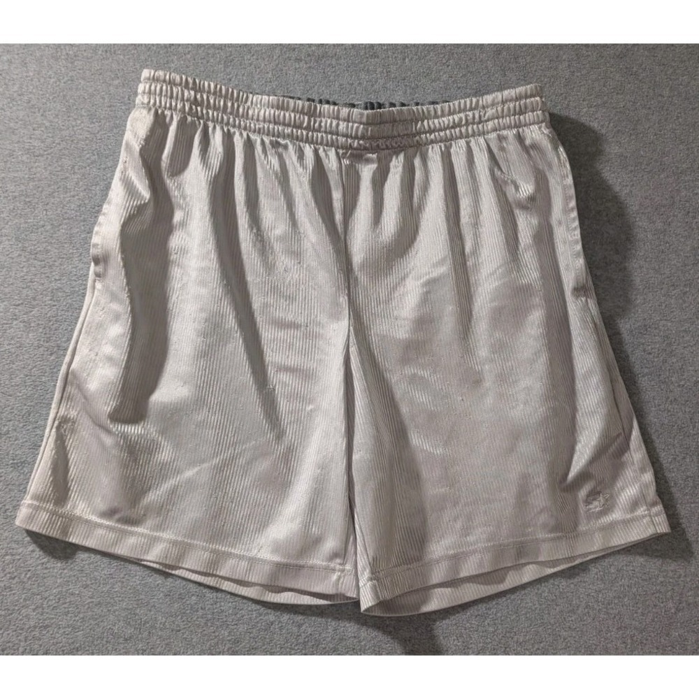 Vintage Starter Shorts Mens L Dazzle Satin Silver Athletic Basketball 90s Y2K